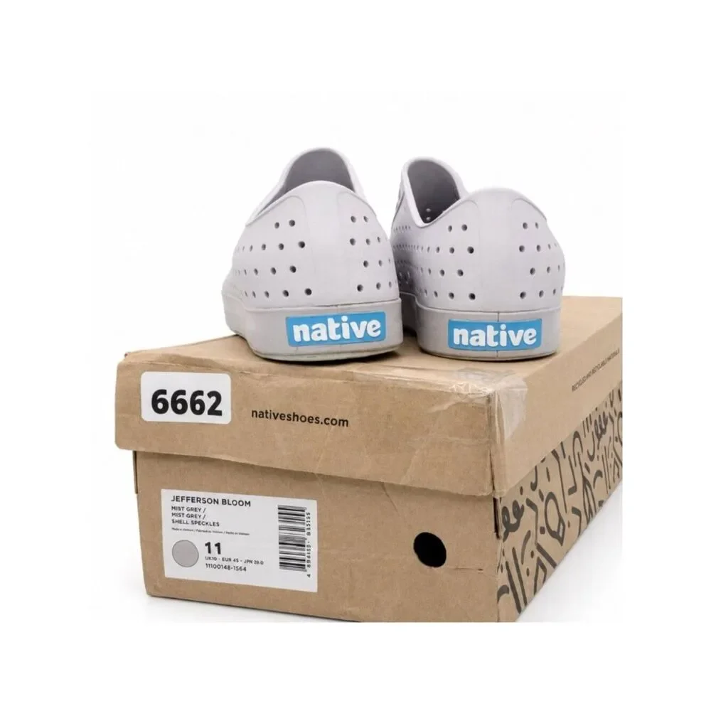 Native Jefferson Adults Unisex Slip-On Water Shoes Mist Grey Speckles M11 EVA